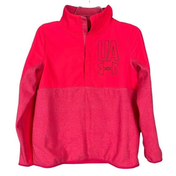 Under Armour Neon Pink Fleece Synchilla Fleece Pullover Sweater Jacket Youth XL - Picture 1 of 12